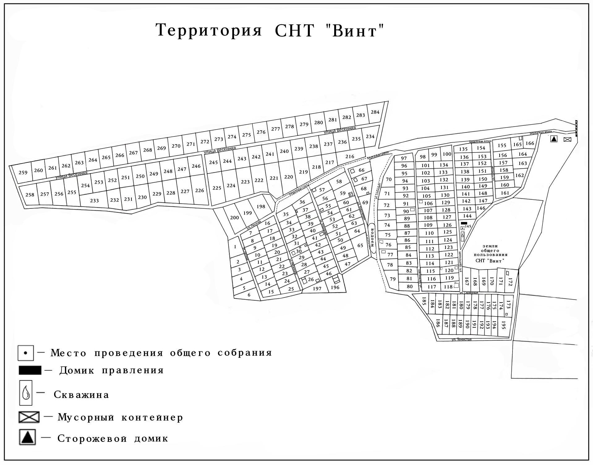 Схема снт строитель с номерами участков